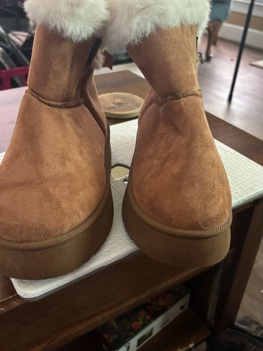 Women’s Tan Faux-Fur Ankle Booties - Cozy Winter Style